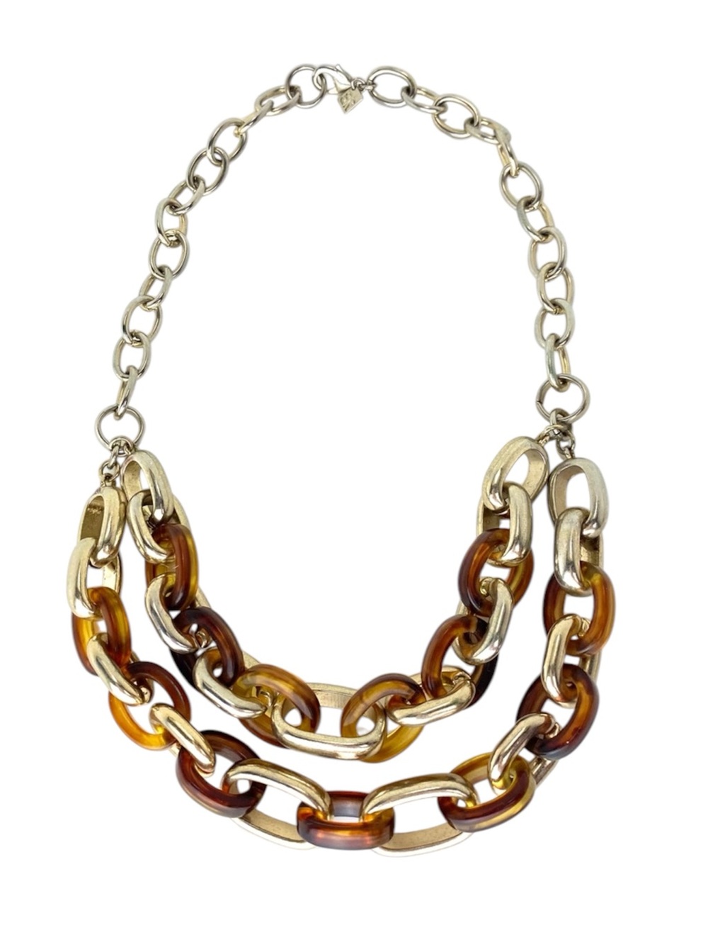 Banana Republic Chunky Silver-Tone and Tortoiseshell Link Statement Necklace